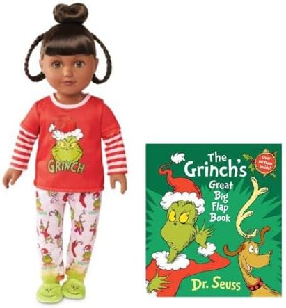 My Life As Grinch Sleepover 18-inch Doll Holiday Collectible with bonus items, brunette version.