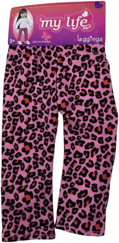 My Life As Leggings for 18-inch dolls in camo print, hot pink, black, and red design.